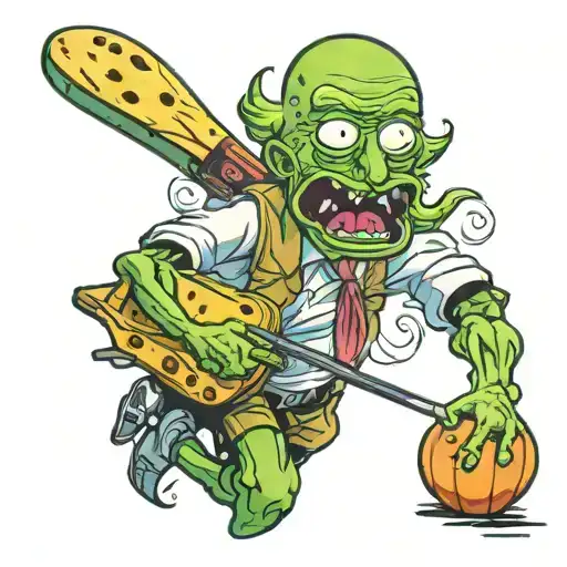 pickle rick with pickleball player tattoo design idea
