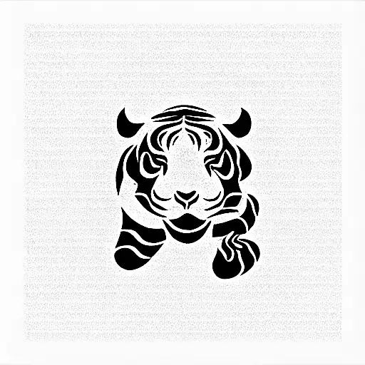 White tiger crawling up with Chinese characters going up the spine and a line work lotus flower on the top tattoo design idea