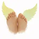 angel wings with baby feet and halo tattoo design idea