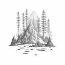 Forest landscape with hidden illyrian symbols tattoo design idea