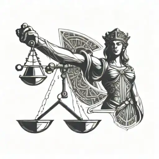 lady justice scale tattoo design idea