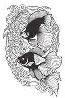 black and white beta fish swimming in a circle tattoo design idea