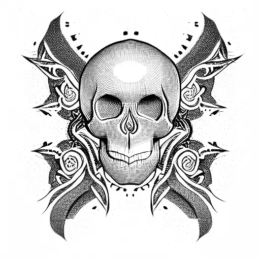 Skull cap symetry tattoo design idea