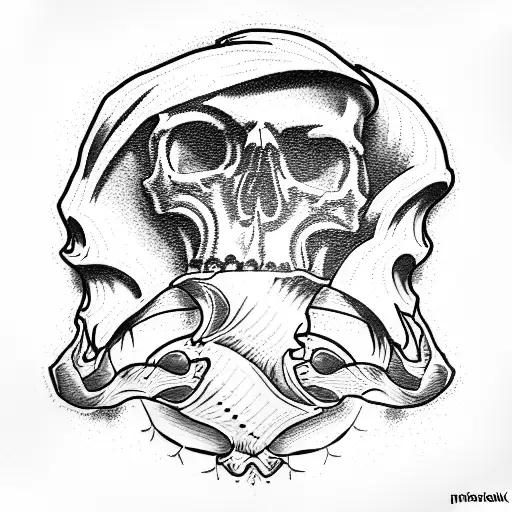 Skull symetry pistons tattoo design idea