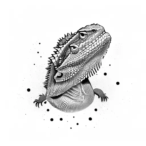 A bearded dragon crawling out of cut on my arm tattoo design idea