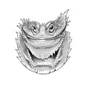 A bearded dragon exploring the outdoors in blackwork style tattoo design idea