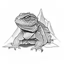 A bearded dragon exploring the outdoors in blackwork style tattoo design idea