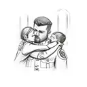 Sketch-style illustration of an Irish police officer embracing their family tattoo design idea