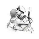 Sketch-style illustration of an Irish police officer embracing their family tattoo design idea