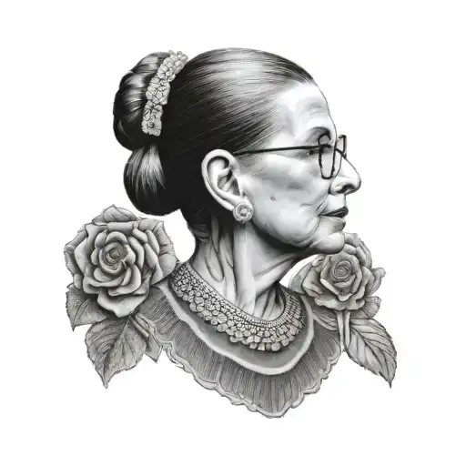 cameo portrait Ruth Bader Ginsburg Collar tattoo design idea