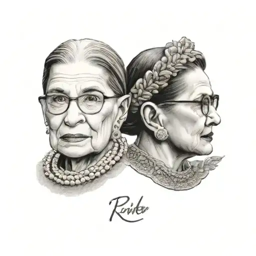 cameo portrait Ruth Bader Ginsburg  tattoo design idea