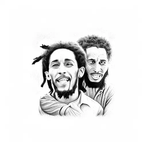 jesus christ and bob marley hugging eachoter tattoo design idea