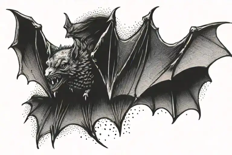 bat with torn wings tattoo design idea