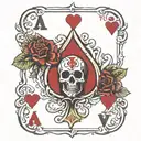ace of hearts with skull tattoo design idea