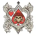 ace of hearts with skull tattoo design idea