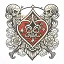 ace of hearts with skull tattoo design idea