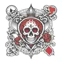ace of hearts with skull tattoo design idea