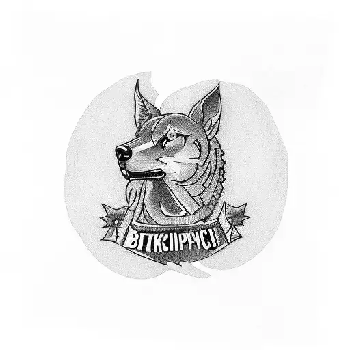 A blackwork tattoo of Rhea Ripley's iconic catchphrase in bold lettering tattoo design idea