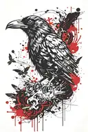 Voodoo style crow tattoo design idea