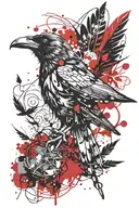 Voodoo style crow tattoo design idea
