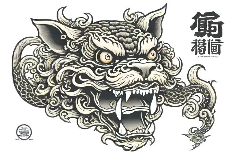 fu dog tattoo design idea