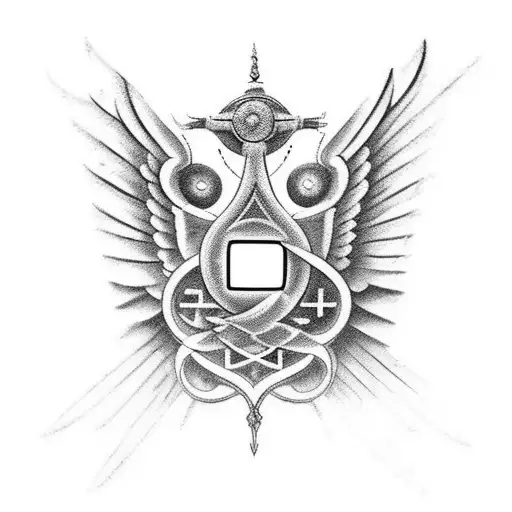 Hourglass with wings from faravahar andurglass there should be included the writing: پندار نیک گفتار نیک کرد tattoo design idea