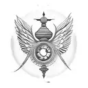 Hourglass with wings from faravahar andurglass there should be included the writing: پندار نیک گفتار نیک کرد tattoo design idea
