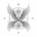 Hourglass with wings from faravahar andurglass there should be included the writing: پندار نیک گفتار نیک کرد tattoo design idea