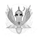 Hourglass with wings from faravahar andurglass there should be included the writing: پندار نیک گفتار نیک کرد tattoo design idea