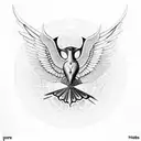 Hourglass with wings from faravahar andurglass there should be included the writing: پندار نیک گفتار نیک کرد tattoo design idea