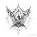 Hourglass with wings from faravahar andurglass there should be included the writing: پندار نیک گفتار نیک کرد tattoo design idea