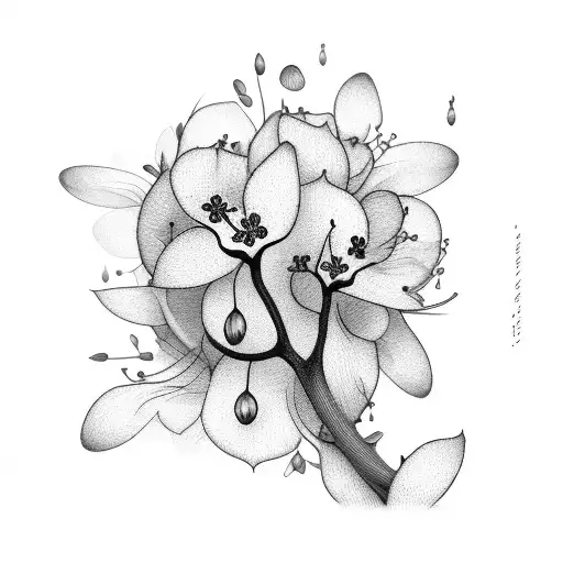 A musical staff intertwined with Diphylleia grayi flowers tattoo design idea
