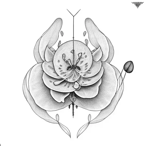 A musical staff intertwined with Diphylleia grayi flowers tattoo design idea