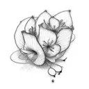 A musical staff intertwined with Diphylleia grayi flowers tattoo design idea