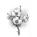 A musical staff intertwined with Diphylleia grayi flowers tattoo design idea