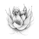 A musical staff intertwined with Diphylleia grayi flowers tattoo design idea