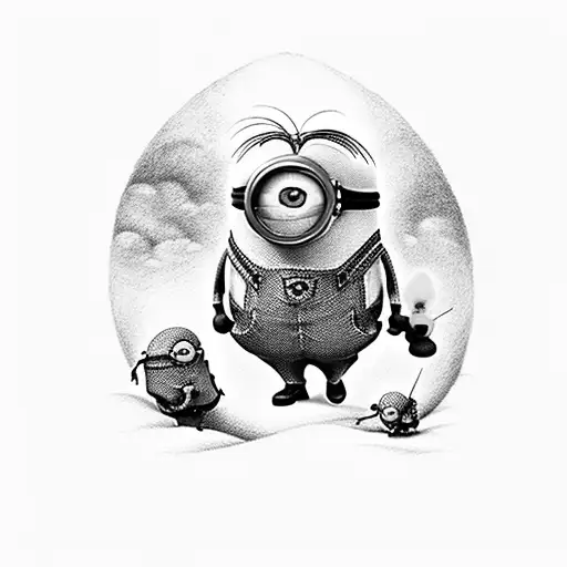 minion rainbow  tattoo design idea