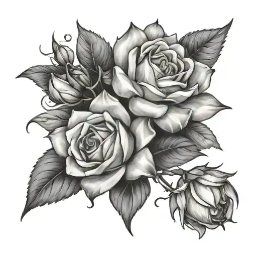White rose, water lily, Delphinium, lotus and blue violet tattoo design idea