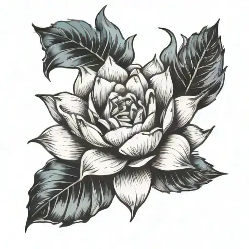 A mix of white rose, water lily, delphinium, lotus and blue violet tattoo design idea
