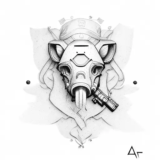 military women with ar15 tattoo design idea