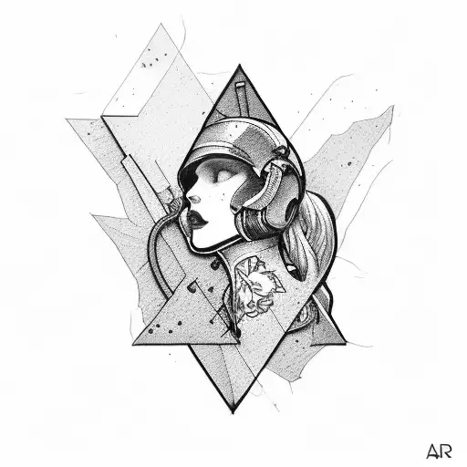 military women with ar15 tattoo design idea