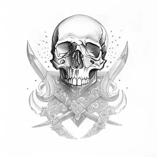 skulls with sword tattoo design idea