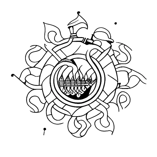 Sri Lankan Native Bera and percussion instruments tattoo design idea