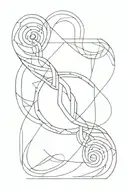 Mercury symbol formed using intricate geometric lines tattoo design idea