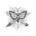 bow and arrow heart butterfly  tattoo design idea