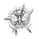 bow and arrow heart butterfly  tattoo design idea