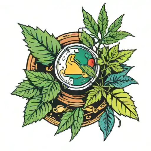 A painter's palette with weed leaf colors tattoo design idea