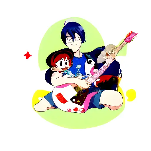 Lilo and Stitch with guitar and cowboy hat  tattoo design idea