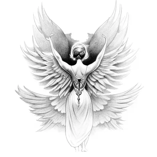 angel open wings fill in gaps with unique design elements tattoo design idea