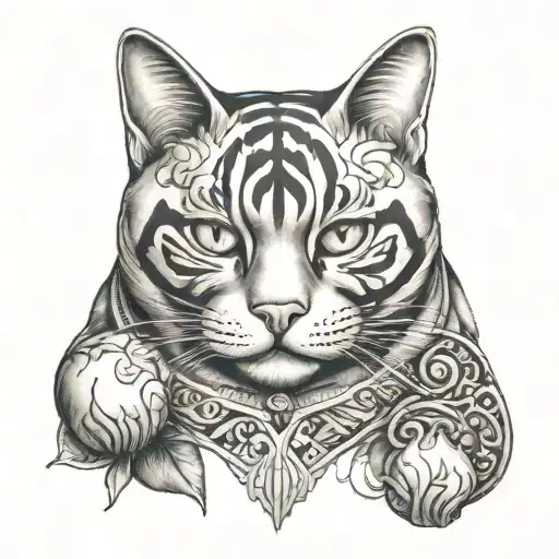 lucky cat tattoo design idea